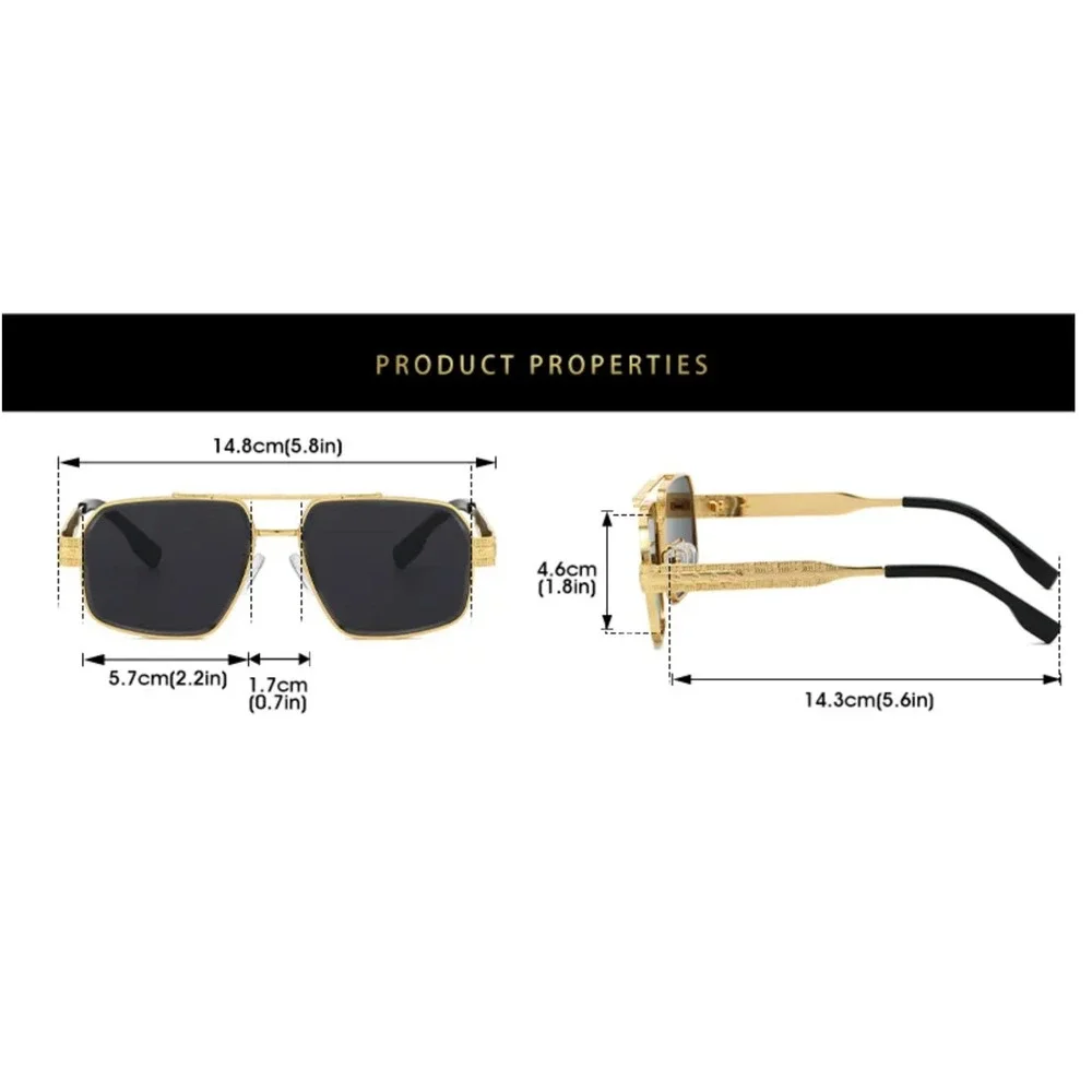 Mens‎ Sunglasses Silver Metal Frame Gradient Lens Double Bridge Aviator Outfit
